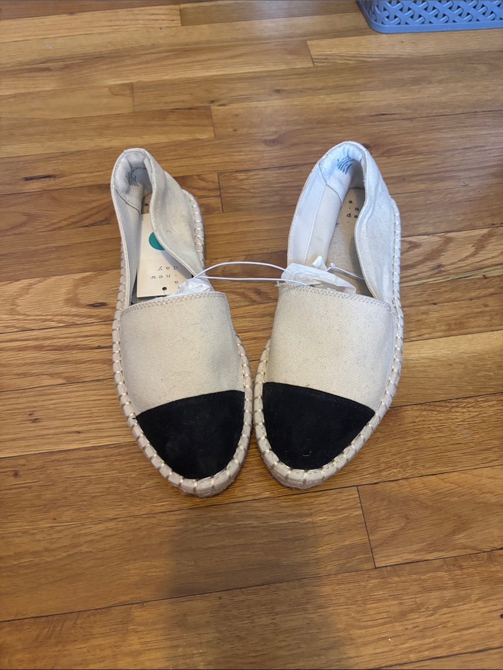 a new day Cream and Black Espadrille Flats